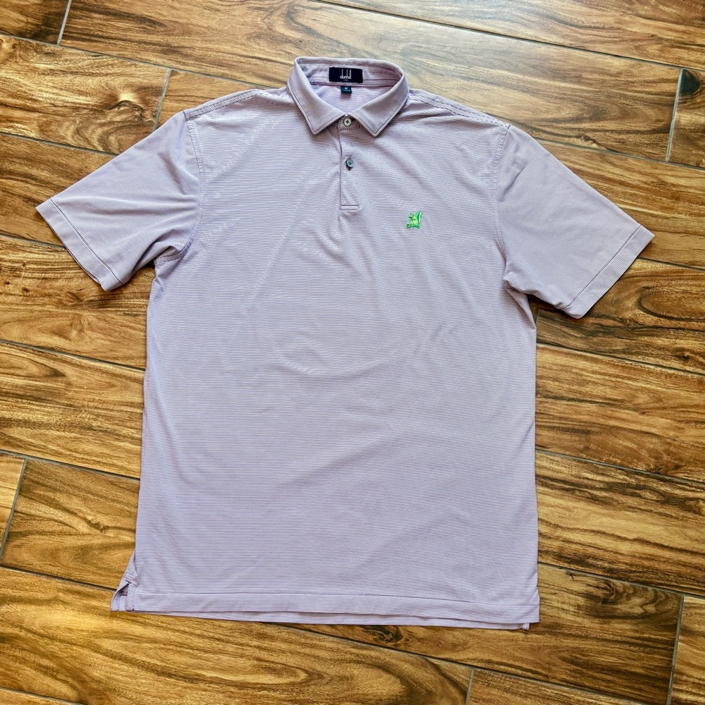 Dunhill Lavender Striped Polo Shirt with Green‎ Logo size medium